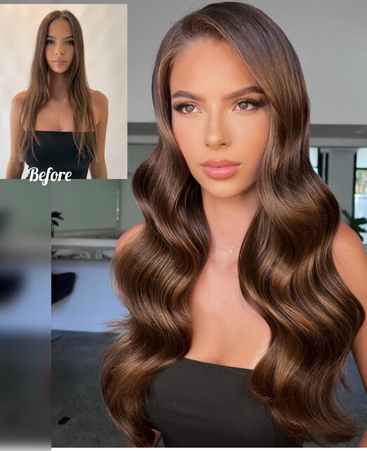 Hair extensions Hunters Hill &mdash; brunette before and after transformation by Original Diva, Sydney